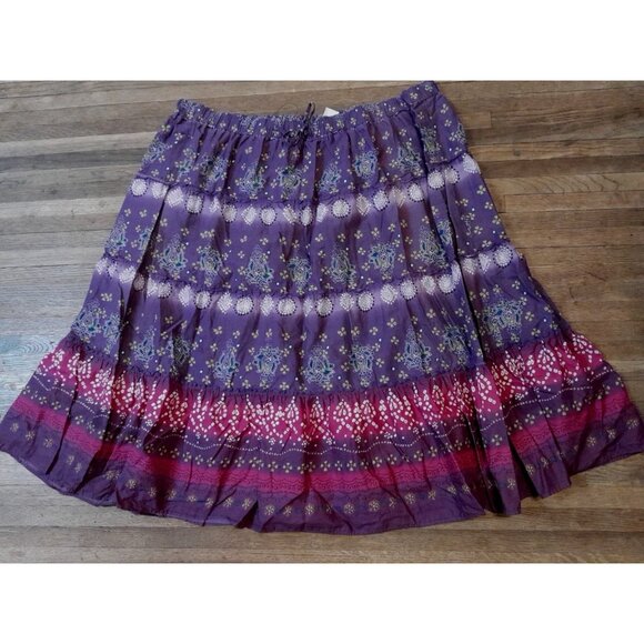 Only Necessities Dresses & Skirts - Womens Boho Peasant Hippie Casual Pull On Colorful Tiered Floral 4X Midi Skirt
